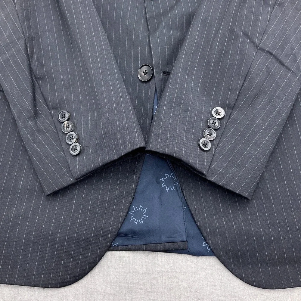 Hickey Blazer Men 40R Black White Pinstripe Jacket Wool VTG USA‎ Union
